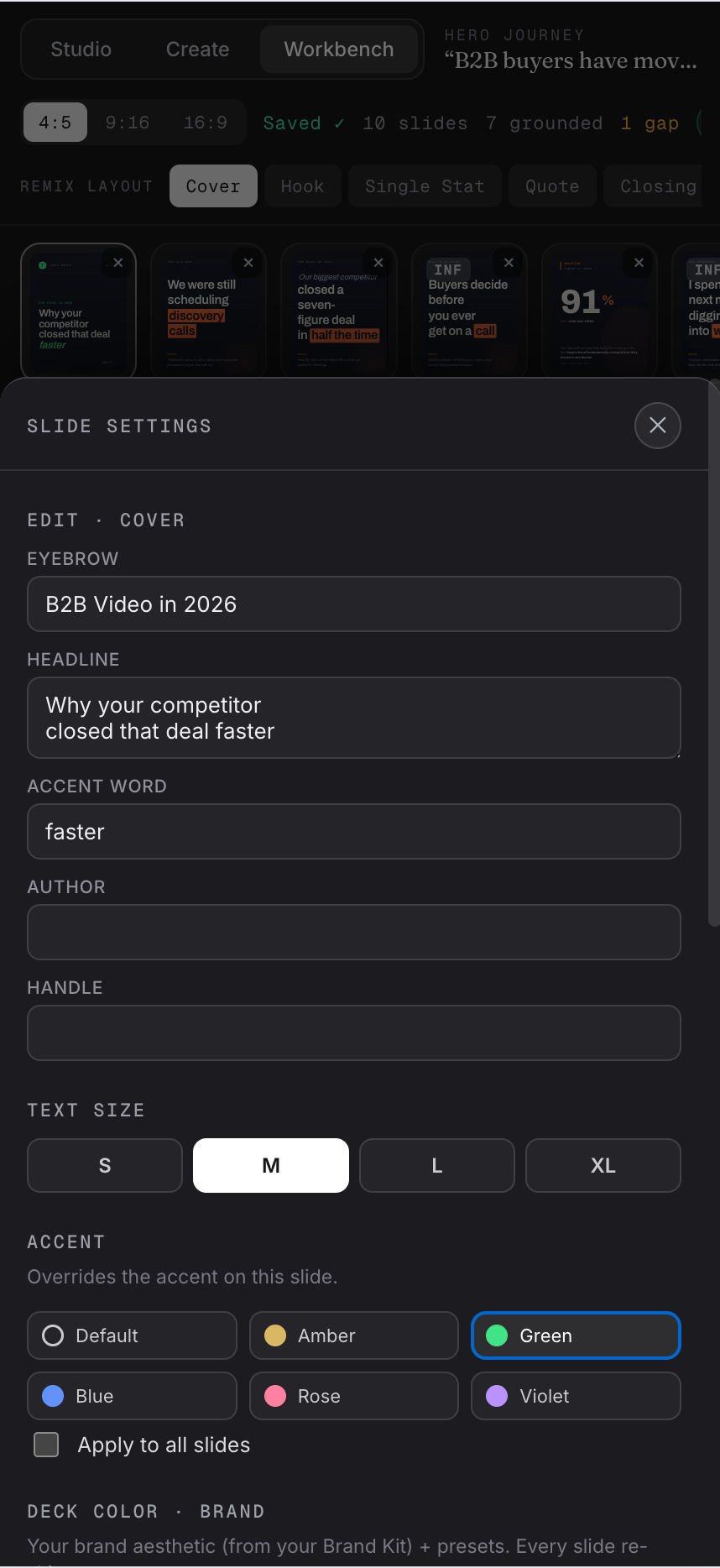 Slide settings as a mobile bottom sheet
